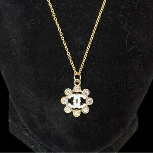 CC Upcycled Stamped Elegant Gold and Silver Pendant Necklace